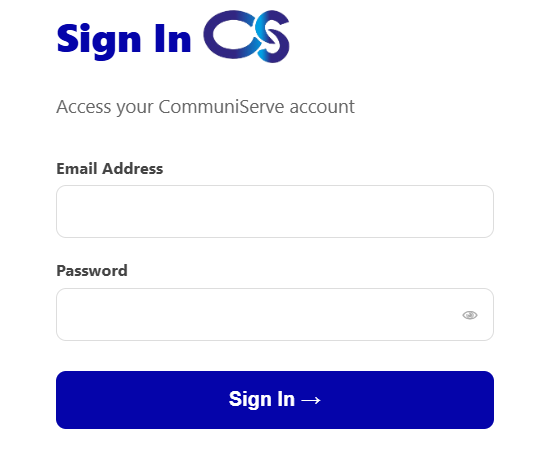 CommuniServe Sign In Screen